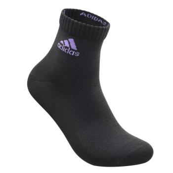 台灣製-adidas 愛迪達 P1高機能短筒運動襪_黑色底/紫logo-6入組