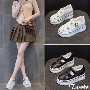 Taroko 運動式透氣鏤空厚底休閒涼鞋(2色可選)