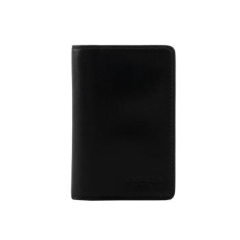 COACH 平滑小牛皮二折證件照卡片夾/名片夾(黑色)