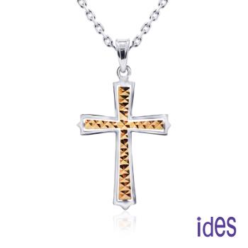 ides愛蒂思 情人禮物 輕珠寶義大利進口14K雙色金十字架項鍊鎖骨鍊（16吋-KP709）