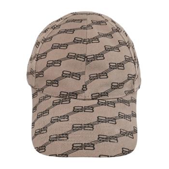 BALENCIAGA 巴黎世家 704104 品牌滿版LOGO棉質棒球帽.淺棕