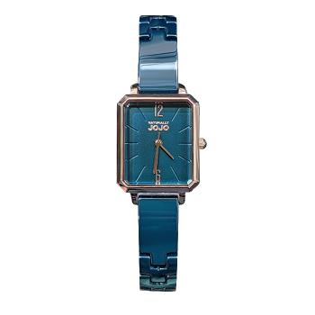 【Naturally JOJO】JO96991-55R 細緻優雅 陶瓷錶帶 方形女錶 藍綠色/玫瑰金 20x24mm