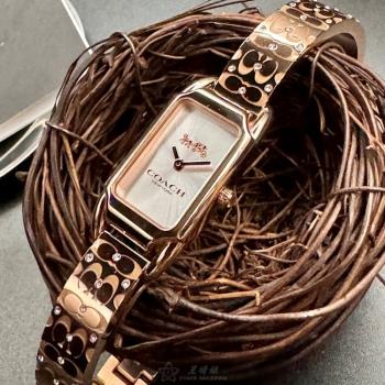 COACH 蔻馳女錶 18mm, 28mm 玫瑰金方形精鋼錶殼 白色簡約, 中二針顯示錶面款 CH00200