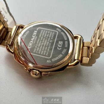 COACH 蔻馳女錶 34mm 金色圓形精鋼錶殼 彩虹中三針顯示, 滿天星錶面款 CH00199
