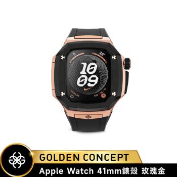 【Golden Concept】Apple Watch 41mm 玫瑰金錶框 黑橡膠錶帶 WC-SPIII41-RG-BK