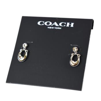 COACH 專櫃款 C字鋯石針式耳環-銀色