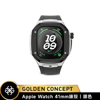 【Golden Concept】Apple Watch 41mm 銀錶框 黑橡膠錶帶 WC-SPIII41-SL-BK