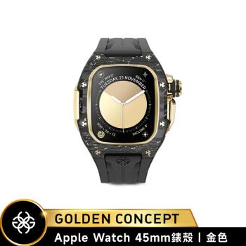 【Golden Concept】Apple Watch 45mm錶殼 金錶框 黑橡膠錶帶 WC-RSCIII45-BK-GC