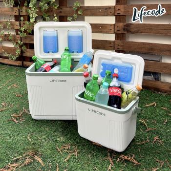 LIFECODE 親子雙冰桶-手提式10+22公升保冰桶/保溫桶-白綠色
