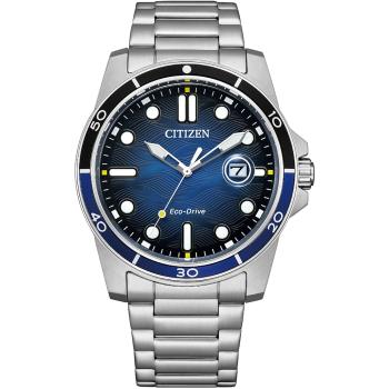 CITIZEN 星辰 光動能潛水風海洋波紋時尚腕錶/藍/41.5mm/AW1810-85L