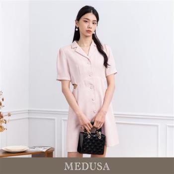 現貨【MEDUSA 曼度莎】小露腰可愛襯衫領小洋裝（M-L）｜洋裝 粉紅洋裝 襯衫領洋裝