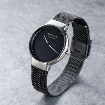 BERING 丹麥國寶 MAX RENE設計師聯名限量時尚錶款/31mm-銀+黑-15531-004黑