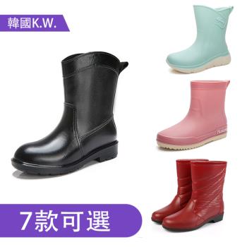 【Alice 】一日爆殺價↘晴雨兩穿質感素面短筒雨靴(防水/靴子/雨靴/中筒雨鞋)