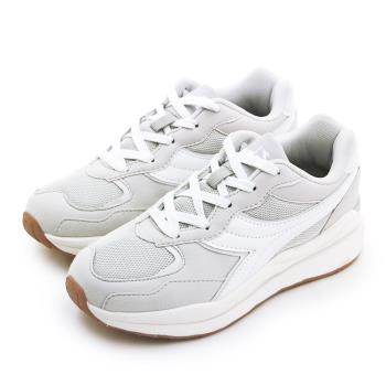 【DIADORA】女 迪亞多那 運動生活時尚厚底復古慢跑鞋 經典至尊系列 灰米白 33667