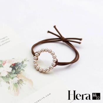 Hera 赫拉 經典合金鏤空圓形珍珠髮圈-2入組