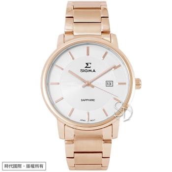 【台南 時代鐘錶 SIGMA】簡約時尚 藍寶石鏡面時尚腕錶 1122M-R2 白/玫瑰金 39mm 平價實惠的好選擇