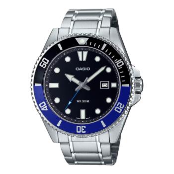 【CASIO 卡西歐】運動潛水錶 黑X藍 不鏽鋼錶帶 防水200米 旋入式背蓋 MDV-107D (MDV-107D-1A2)
