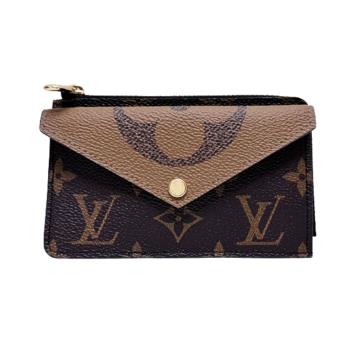 【Louis Vuitton】 Recto Verso LOGO Monogram 帆布 拉鍊卡片夾(含零錢袋) 棕色 - M81303