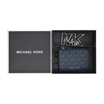 MICHAEL KORS PVC 滿版卡片/零錢包LOGO鑰匙圈禮盒-藍