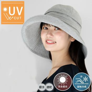 日本 QUEENHEAD 冷感輕量吸水速乾抗UV大寬緣防曬帽0060 灰色