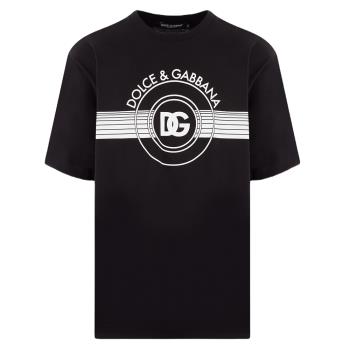 【Dolce&amp;Gabbana】秋冬新款 男款 DG 標誌印花純棉短袖T恤-黑色 (46號、48號) G8PN9TG7J6B N0000