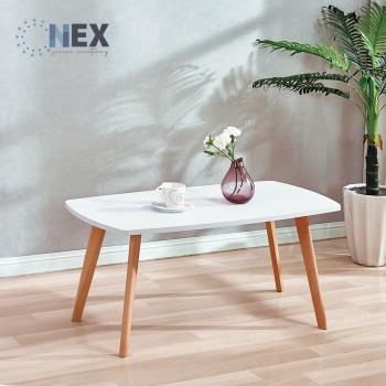 【NEX】 北歐 現代單層白色大茶几 實木腳(咖啡桌/客廳桌/桌子/大茶几/置物桌)