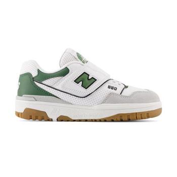 New Balance 童鞋 中童 白綠灰色 復古 膠底 黏帶 休閒鞋 PHB550SD