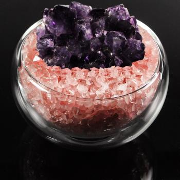 【A1寶石 】頂級紫水晶花/粉水晶聚寶盆-招財轉運居家風水必備