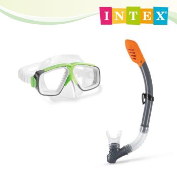 INTEX 衝浪騎士浮潛組合-蛙鏡+呼吸管-兒童款8歲~13歲 (55949)