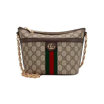 Gucci Ophidia 迷你鏈帶肩背包(781397-咖)