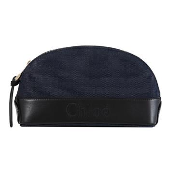 CHLOE Sense 品牌電繡LOGO貝殼造型萬用/化妝包.深藍
