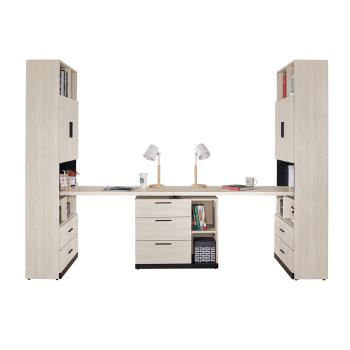 Boden-曼珊8尺多功能伸縮書櫃+雙人書桌/書櫃型工作桌組合(A款)