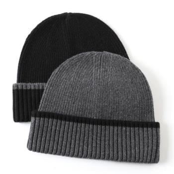 【米蘭精品】羊毛毛帽針織帽-時尚簡約防風保暖男女配件2色74hl17