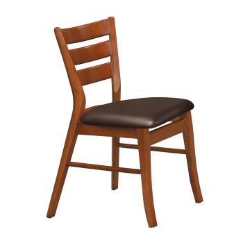 Boden-普尼咖啡色皮革實木餐椅/單椅/休閒椅/洽談椅/商業椅