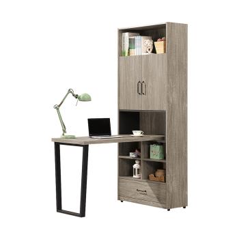 Boden-凱德4尺L型書櫃+工作書桌組合(E款-2.7尺二門單抽書櫃+4尺書桌)