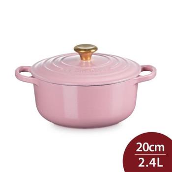 Le Creuset 典藏圓形鑄鐵鍋 湯鍋 燉鍋 炒鍋 20cm 2.4L 薔薇 金頭 法國製