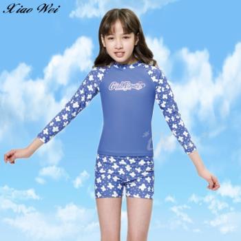 梅林品牌 流行女童/中大童長袖兩件式泳裝 NO.M35638