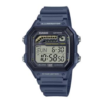 【CASIO 卡西歐】數位男錶 計時定時器 鬧鈴碼錶 LED照明 防水100米 WS-1600H (WS-1600H-2A)