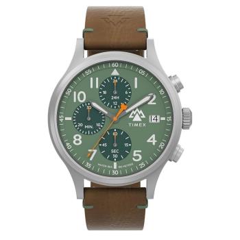 【TIMEX】天美時 遠征系列  42毫米三眼計時戶外手錶 (草綠x棕 TXTW2W16400)