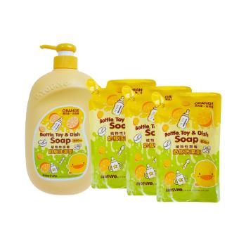 Piyo Piyo 黃色小鴨 奶瓶清潔劑補充包組(1000ml+800mlx3包)