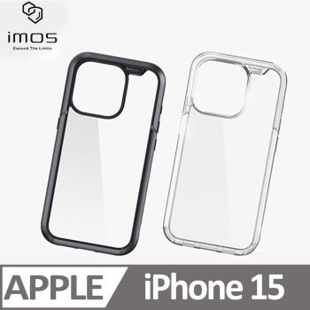 imos case iPhone 15 美國軍規認證雙料防震保護殼 黑色/透明