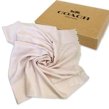 【COACH】C LOGO羊毛混桑蠶絲巾圍巾禮盒(珍珠粉)