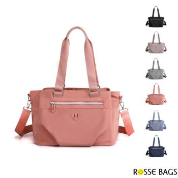 【Rosse Bags】旅行大容量多格層單肩手提尼龍包(現+預 黑色／深藍色／淺藍色／紫色／灰色／粉色)