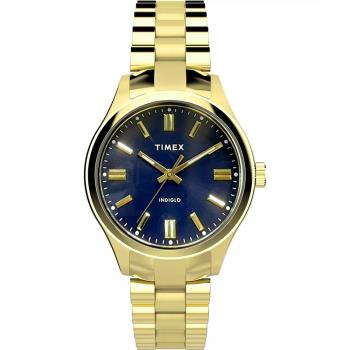 【TIMEX】天美時 Waterbury 34毫米經典不鏽鋼手錶(藍x金TXTW2W40300)