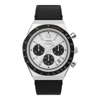 【TIMEX】QTimex  40毫米三眼計時皮革腕錶(白x黑TXTW2W53400)