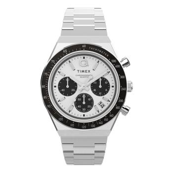 【TIMEX】QTimex  40毫米 不鏽鋼三眼計時腕錶(白x銀TXTW2W53300)