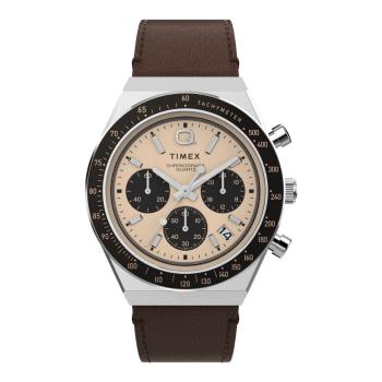 【TIMEX】QTimex  40毫米三眼計時皮革腕錶(香檳金x棕TXTW2W51800)
