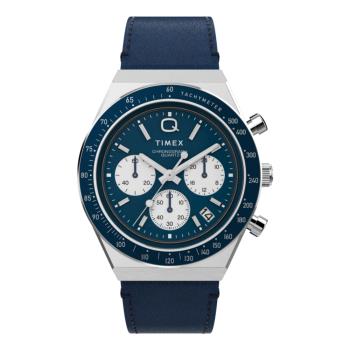 【TIMEX】QTimex  40毫米三眼計時皮革腕錶(藍TXTW2W51700)
