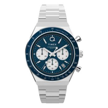 【TIMEX】QTimex  40毫米 不鏽鋼三眼計時腕錶(藍x銀TXTW2W51600)