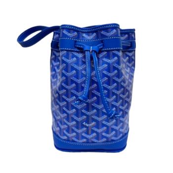 【GOYARD】品牌印花圖騰水桶包 藍色 (可調三種長度背法）